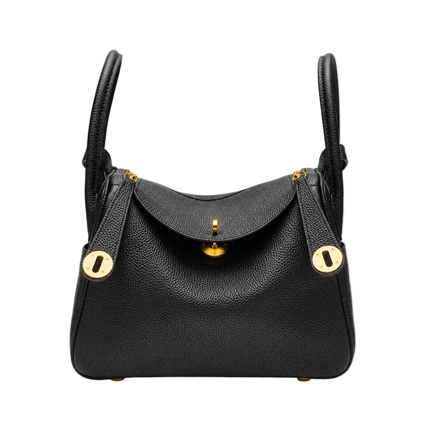 Black Pebbled Leather Bag 19cm