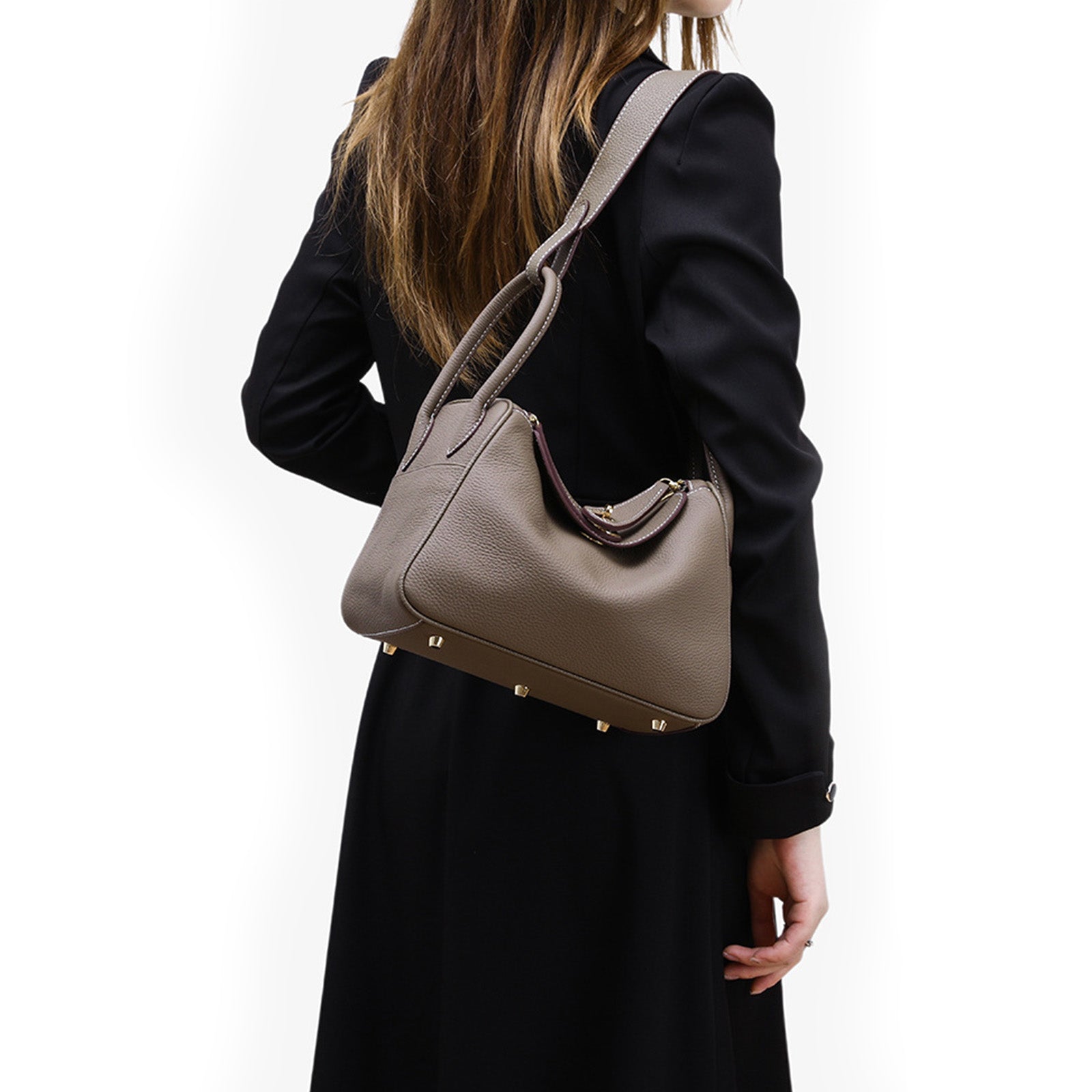 Taupe Pebbled Shoulder Bag