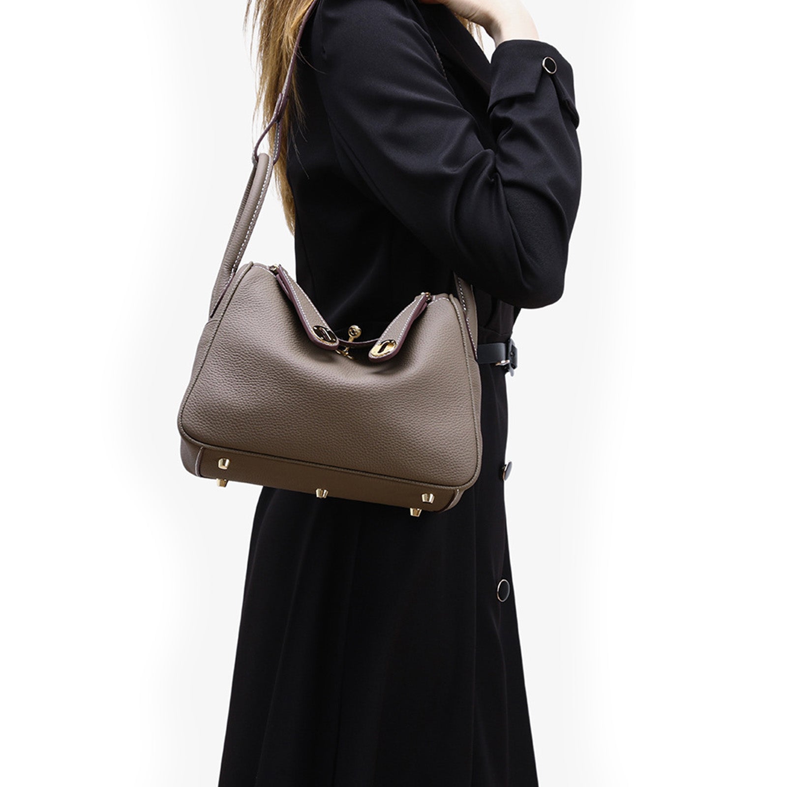 Taupe Pebbled Shoulder Bag