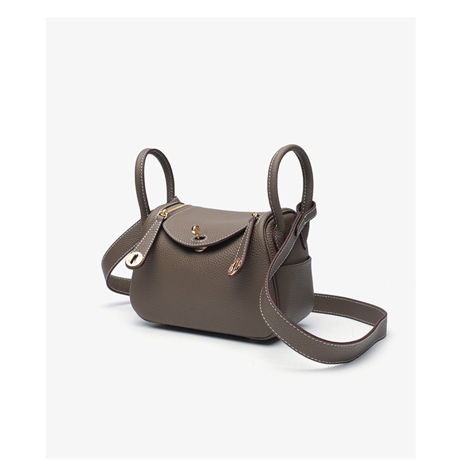 Taupe Pebbled Shoulder Bag