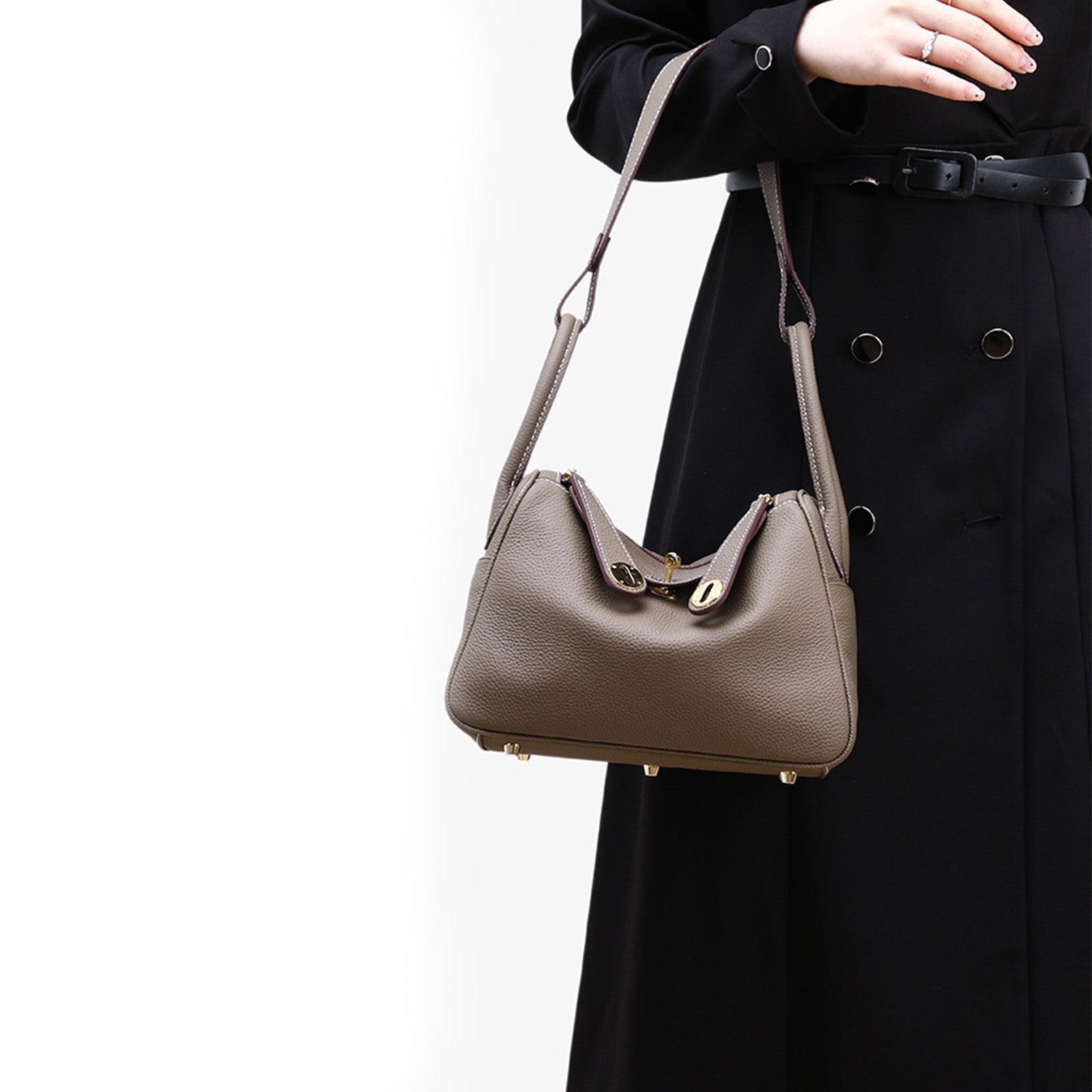Taupe Pebbled Shoulder Bag