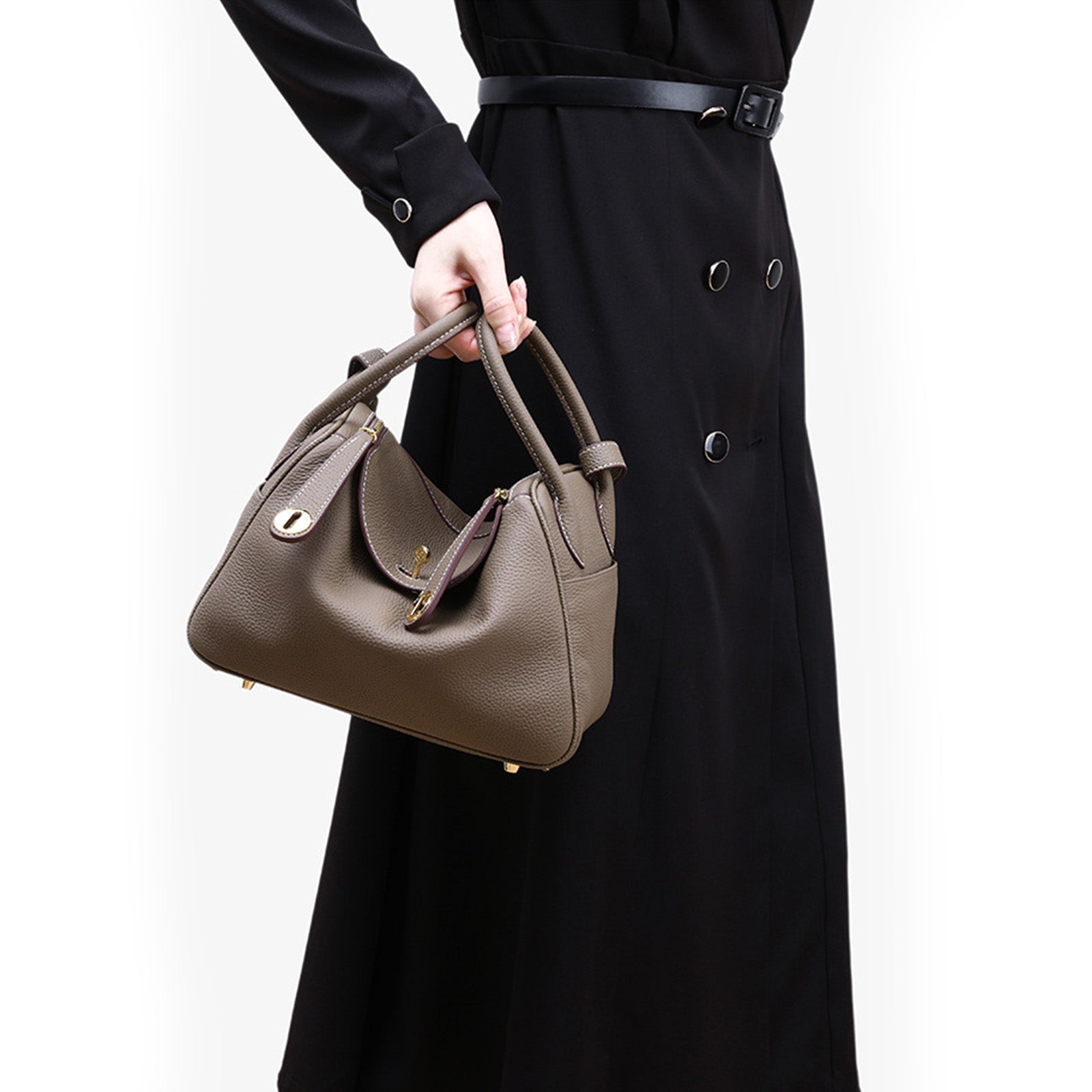 Taupe Pebbled Shoulder Bag