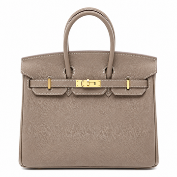 Sloane Pebbled Calfskin Top-Handle Bag in Taupe