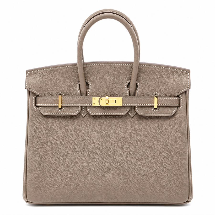 Taupe Grey Structured Handbag