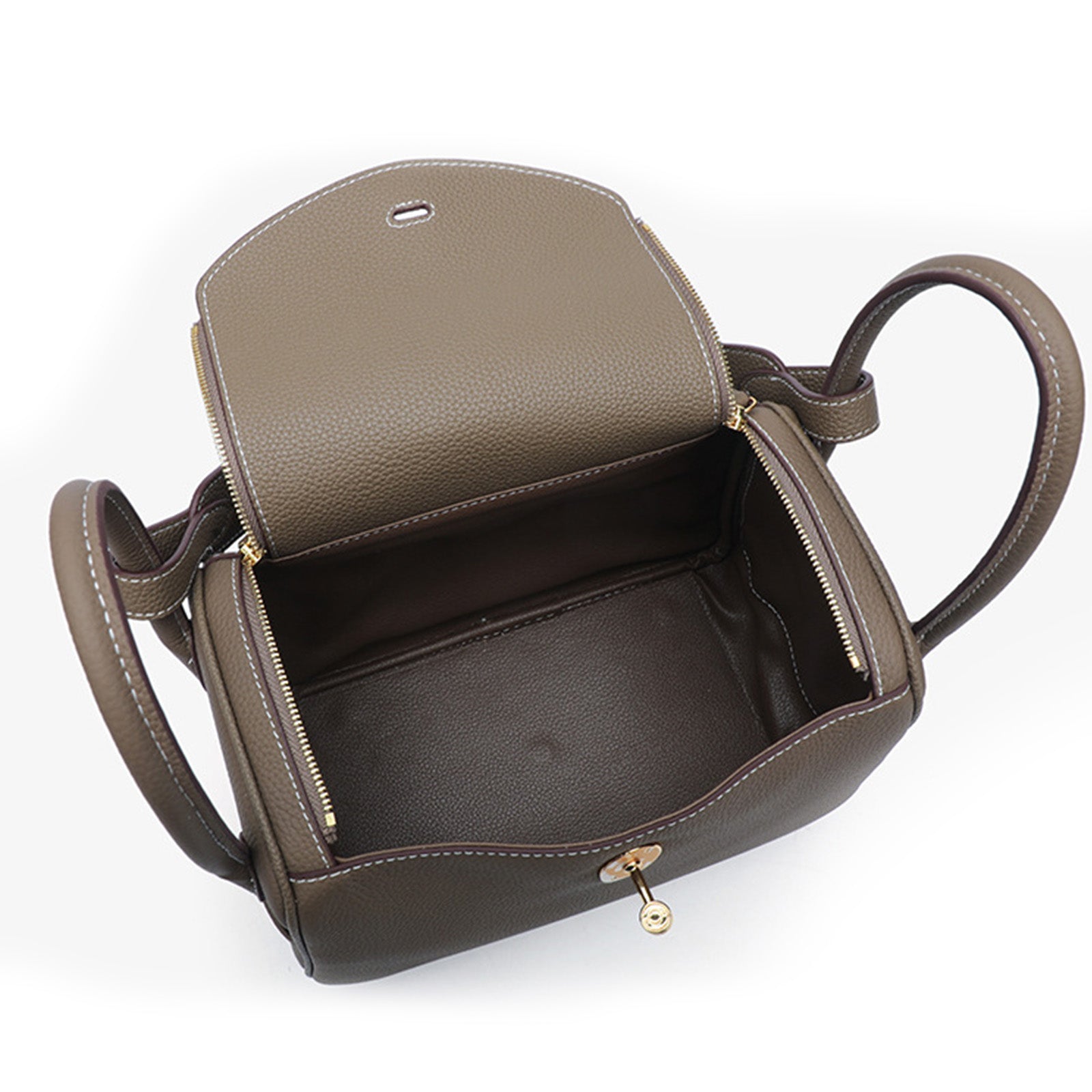 Taupe Pebbled Shoulder Bag