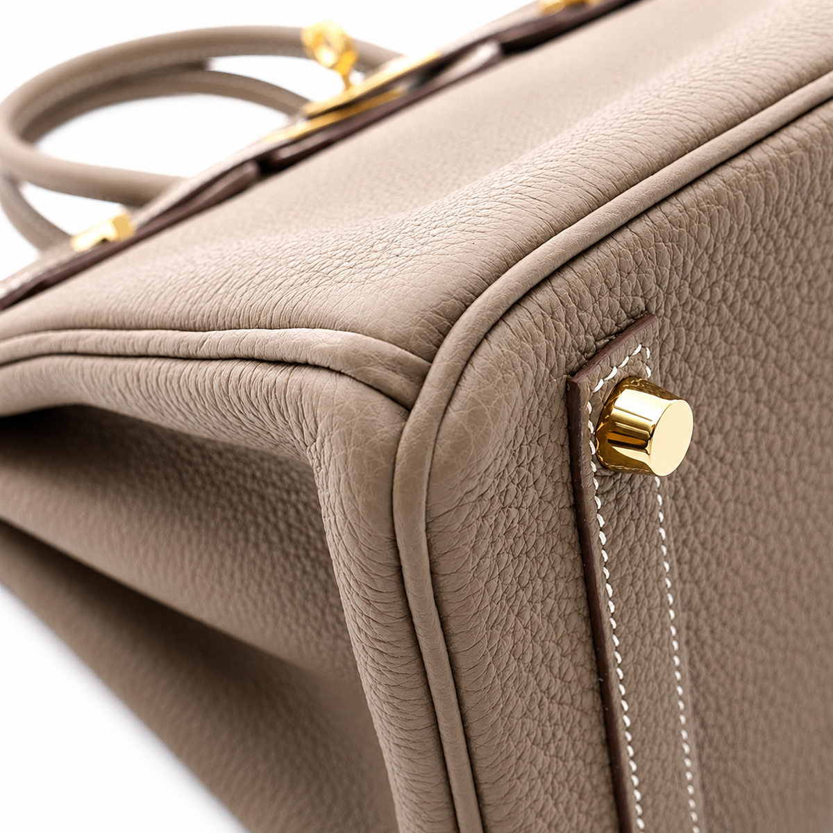 Sloane Pebbled Calfskin Top-Handle Bag in Taupe