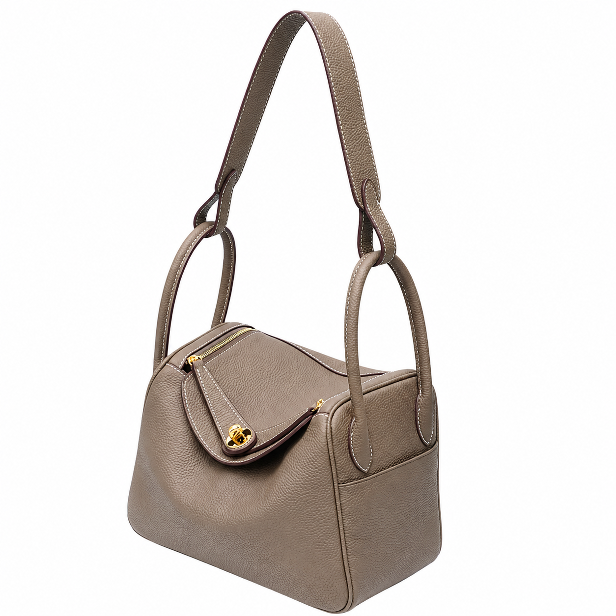 Taupe Pebbled Shoulder Bag