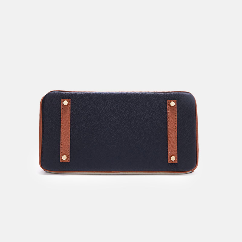 Navy Colorblock Leather Tote