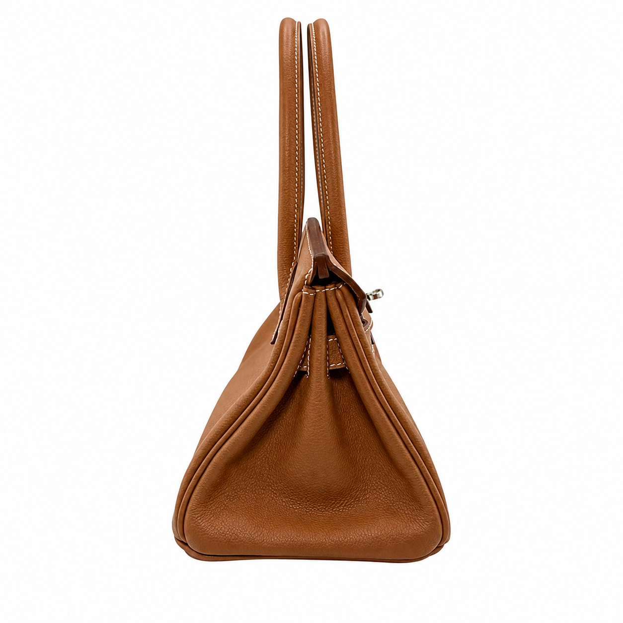 Caramel Brown Grained Leather Bag