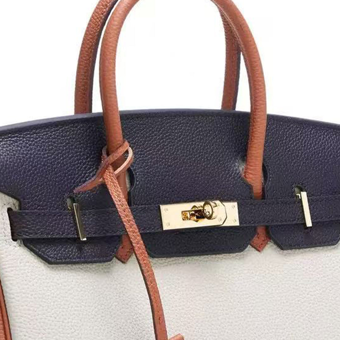 Navy Colorblock Leather Tote
