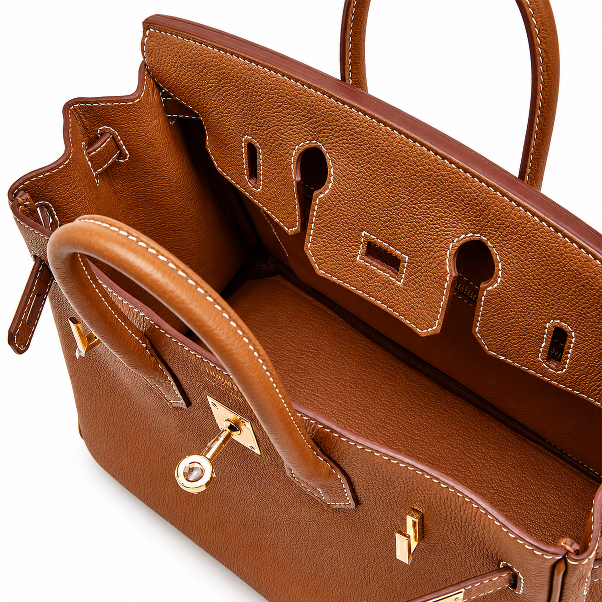 Sloane Pebbled Calfskin Top-Handle Bag in Caramel
