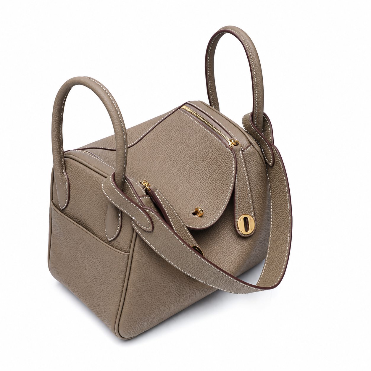 Taupe Pebbled Shoulder Bag
