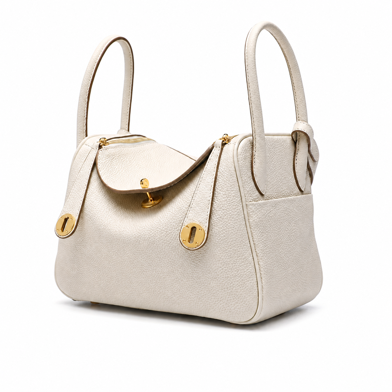 Cream Pebbled Shoulder Bag 26cm