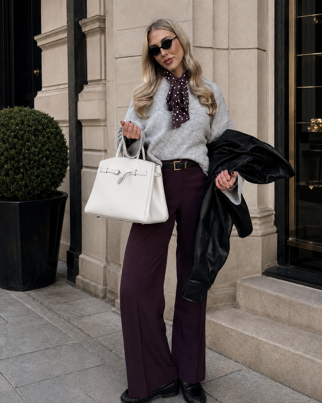 Ivory Structured Leather Tote