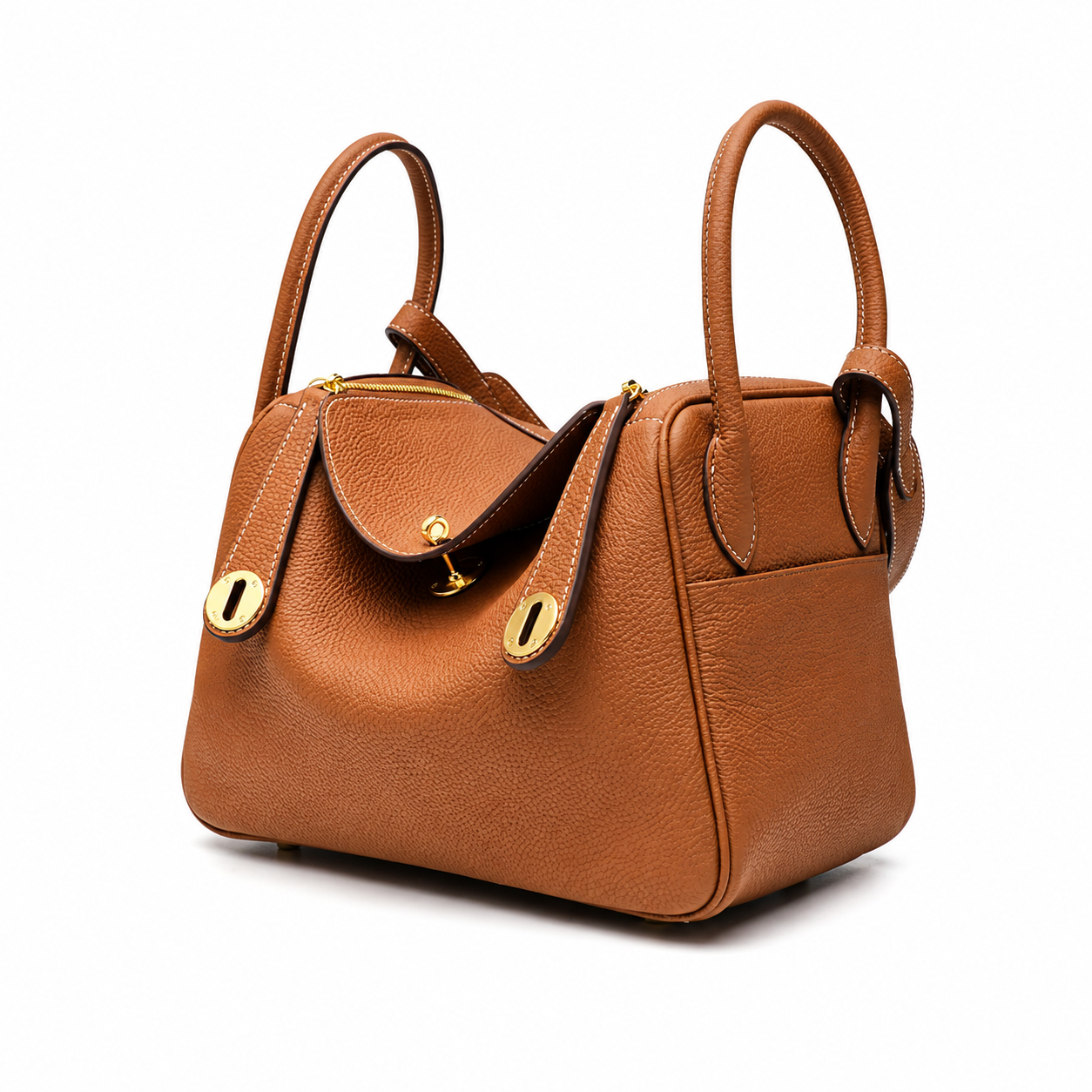 Saddle Brown Pebbled Shoulder Bag 26cm