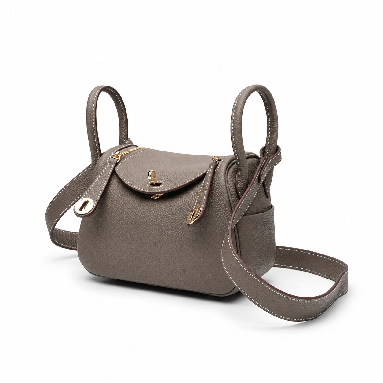 Taupe Pebbled Shoulder Bag