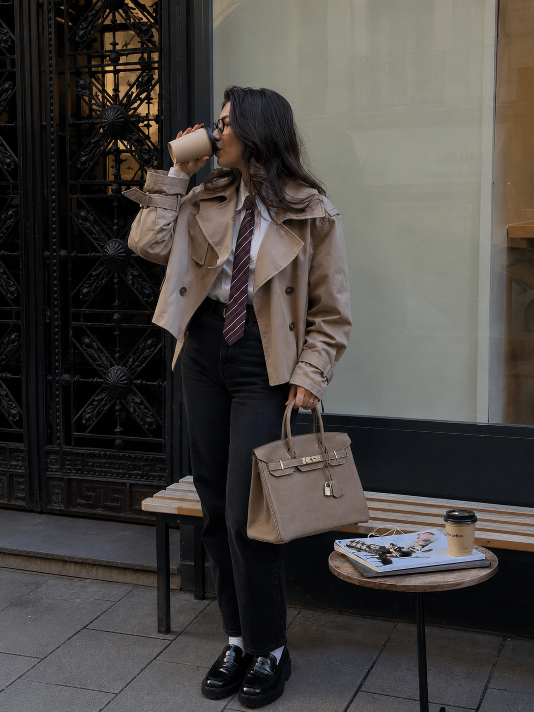 Taupe Grained City Tote