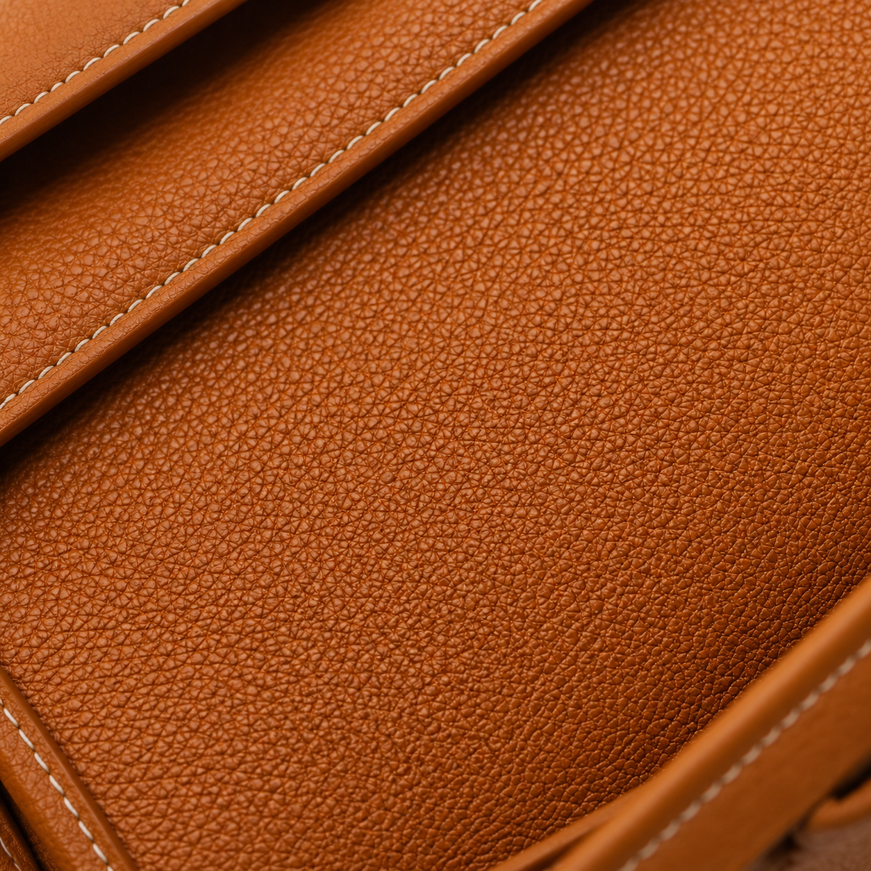 Caramel Brown Grained Leather Bag