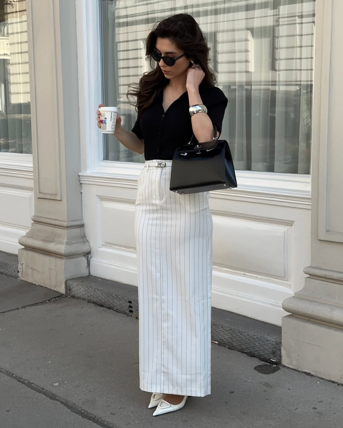 Black Structured Leather Tote