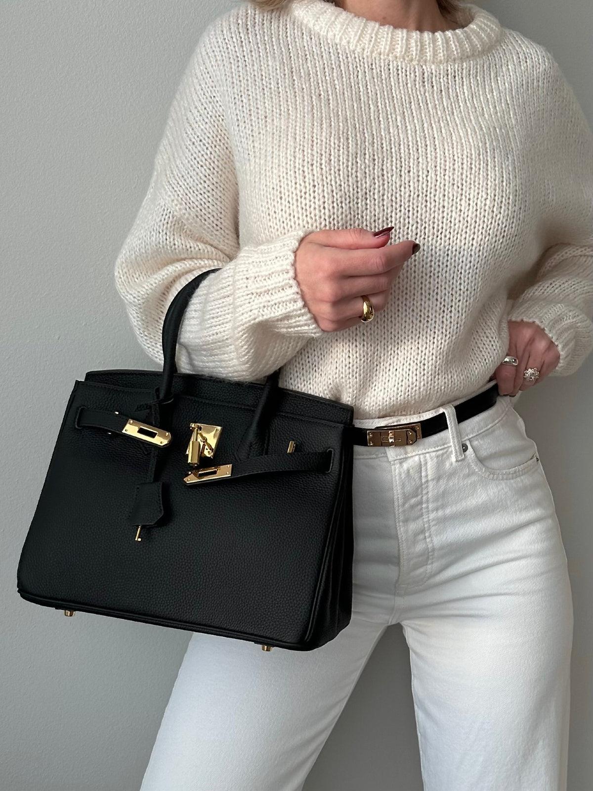 Ivory Structured Leather Tote