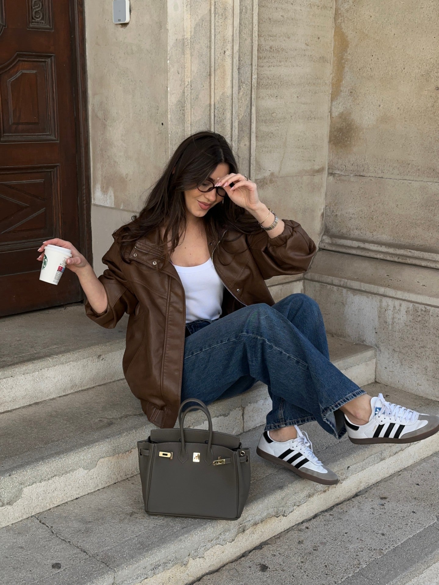 Taupe Grained City Tote