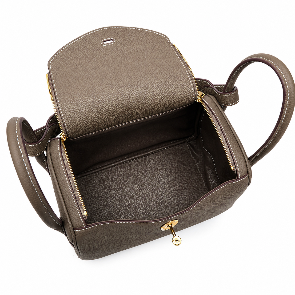 Taupe Pebbled Shoulder Bag