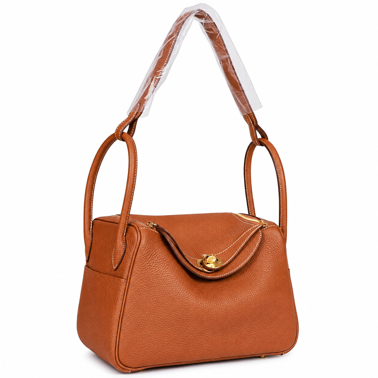 Saddle Brown Pebbled Shoulder Bag 26cm