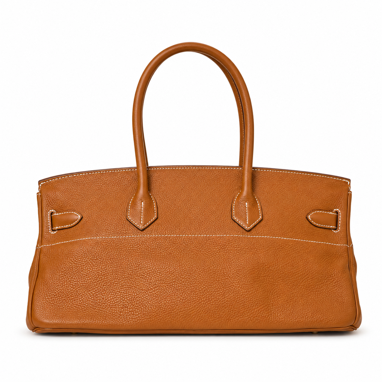 Caramel Brown Grained Leather Bag