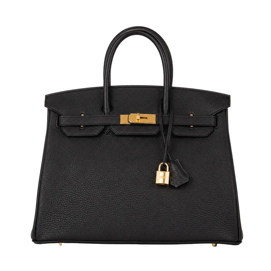 Black Grained Top Handle Bag 30cm