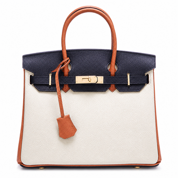 Navy Colorblock Leather Tote
