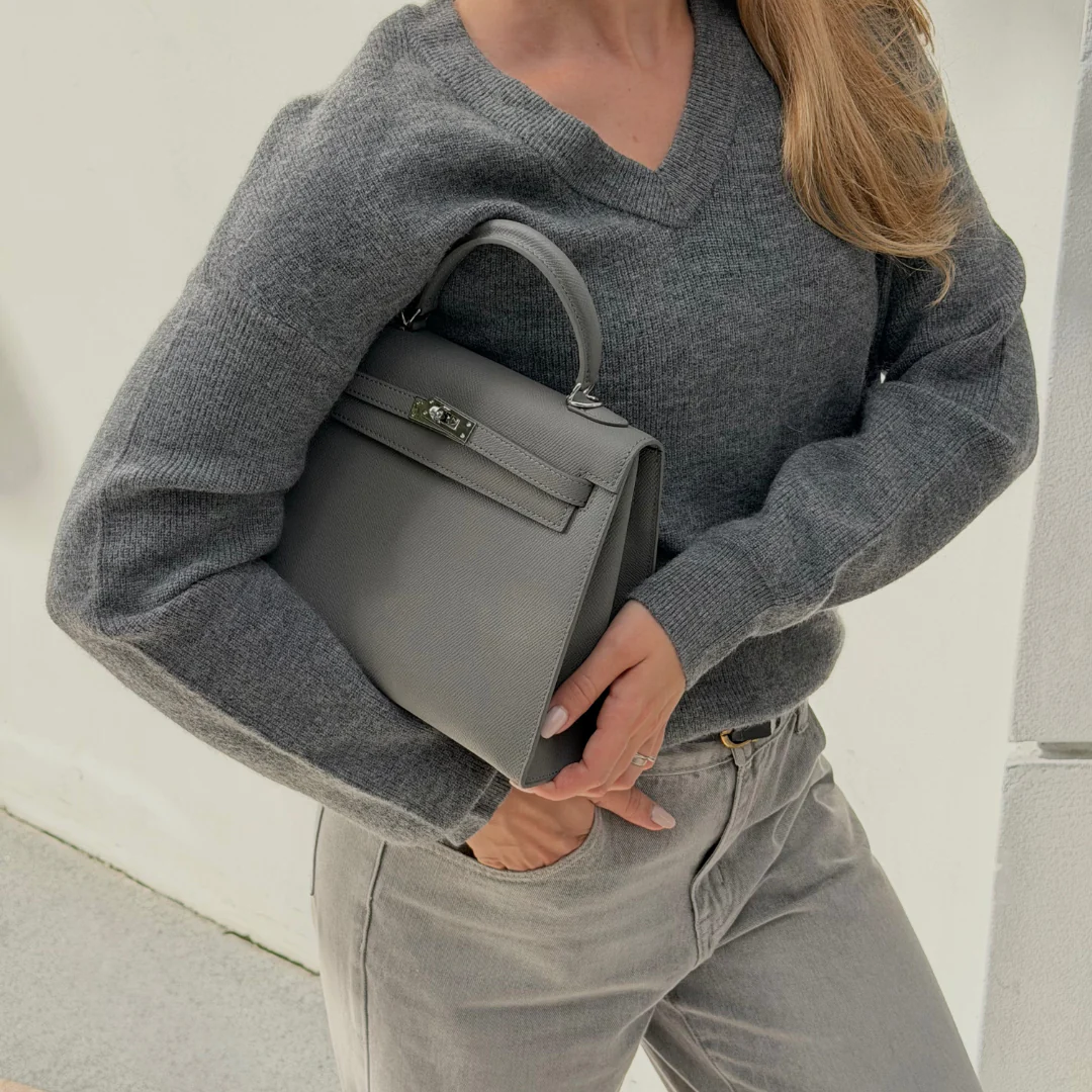 Taupe Grained City Tote