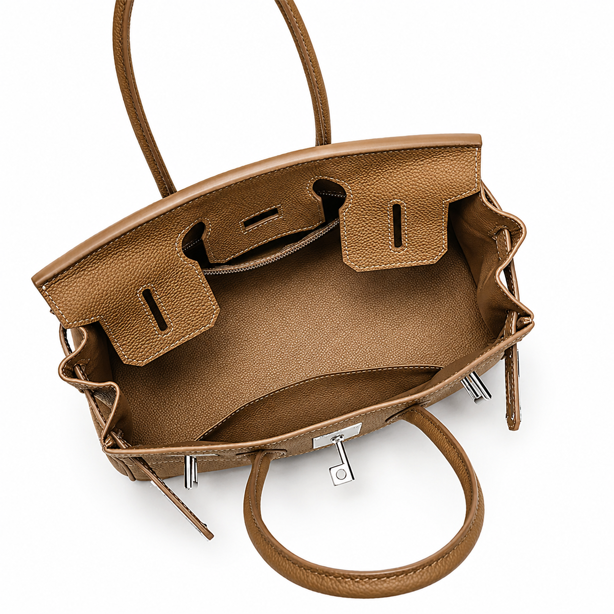 Camel Brown Top Handle Tote